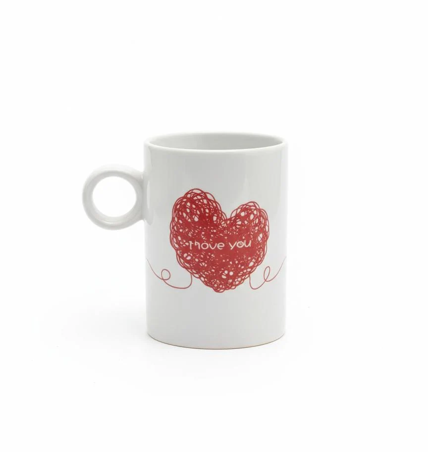 AKDC 400ml White Ceramic Mug with Red Heart Design – Love Edition Mug for Couples, Gifts, and Home Use - Image 2
