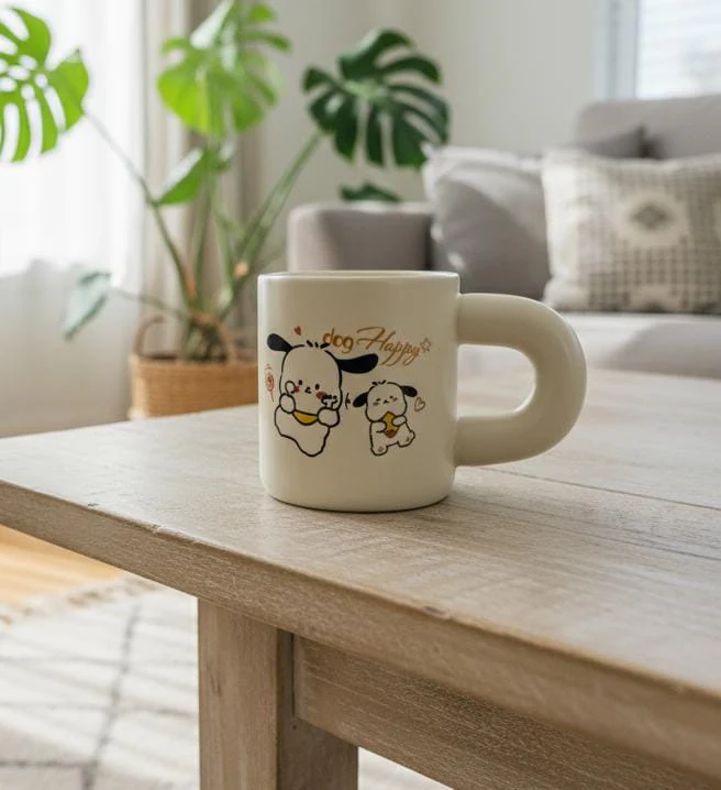 AKDC 400ml Yellow Ceramic Mug with Doggy Design – Pet Lover Edition for Fun & Lively Coffee Time