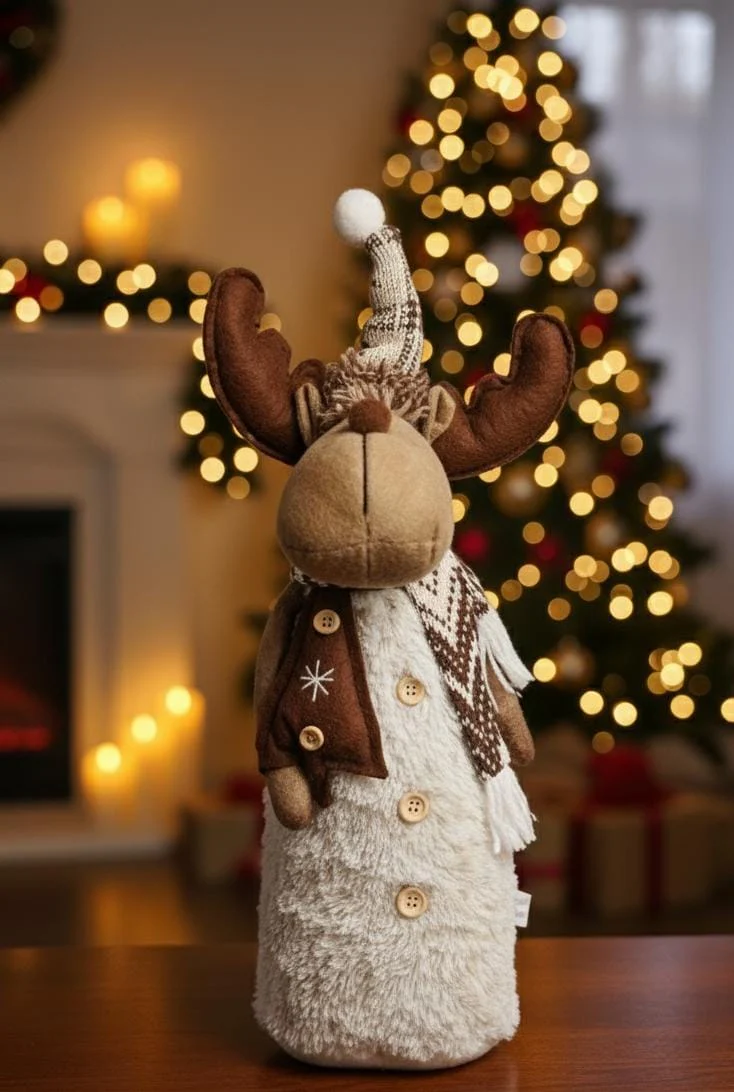AKDC 40cm Deer Christmas Décor Figurine – Elegant Standing Reindeer Ornament for Home, Table & Holiday Display