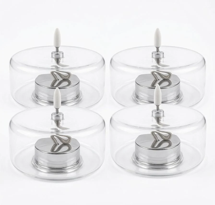 AKDC Glass LED Candle Light – Set of 4 | Transparent Clear | 12×5 cm