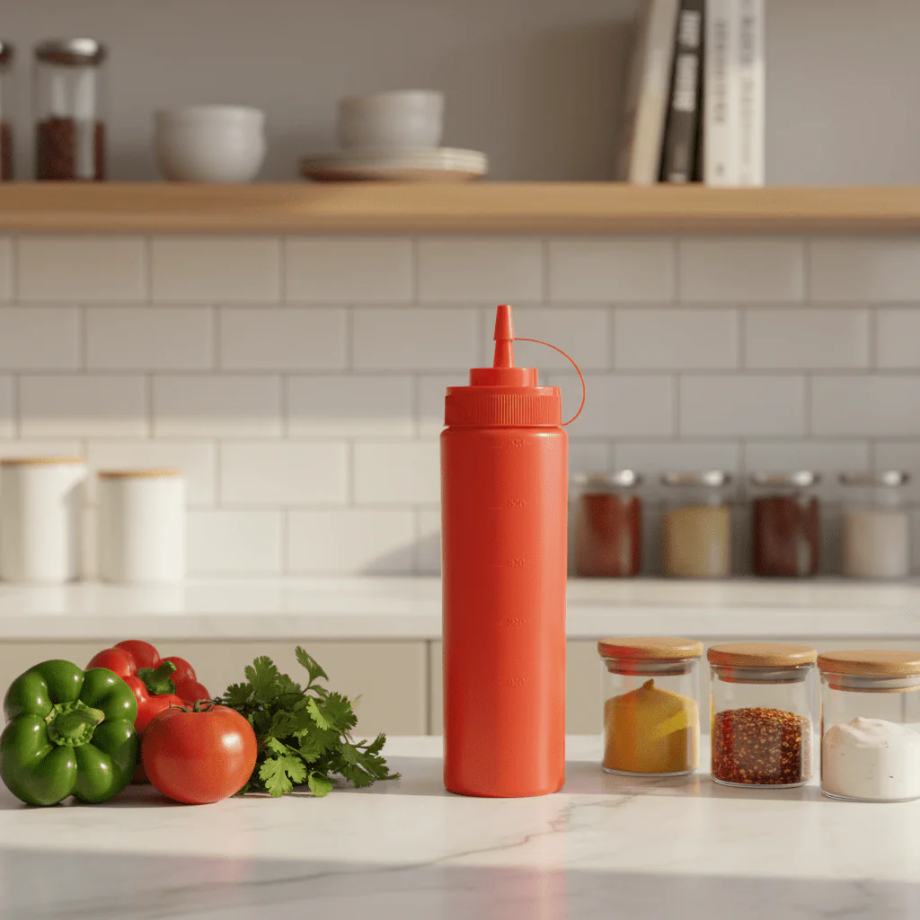 AKDC Plastic 600ml Squeeze Bottle – Lightweight Utility Bottle-Red - Image 2