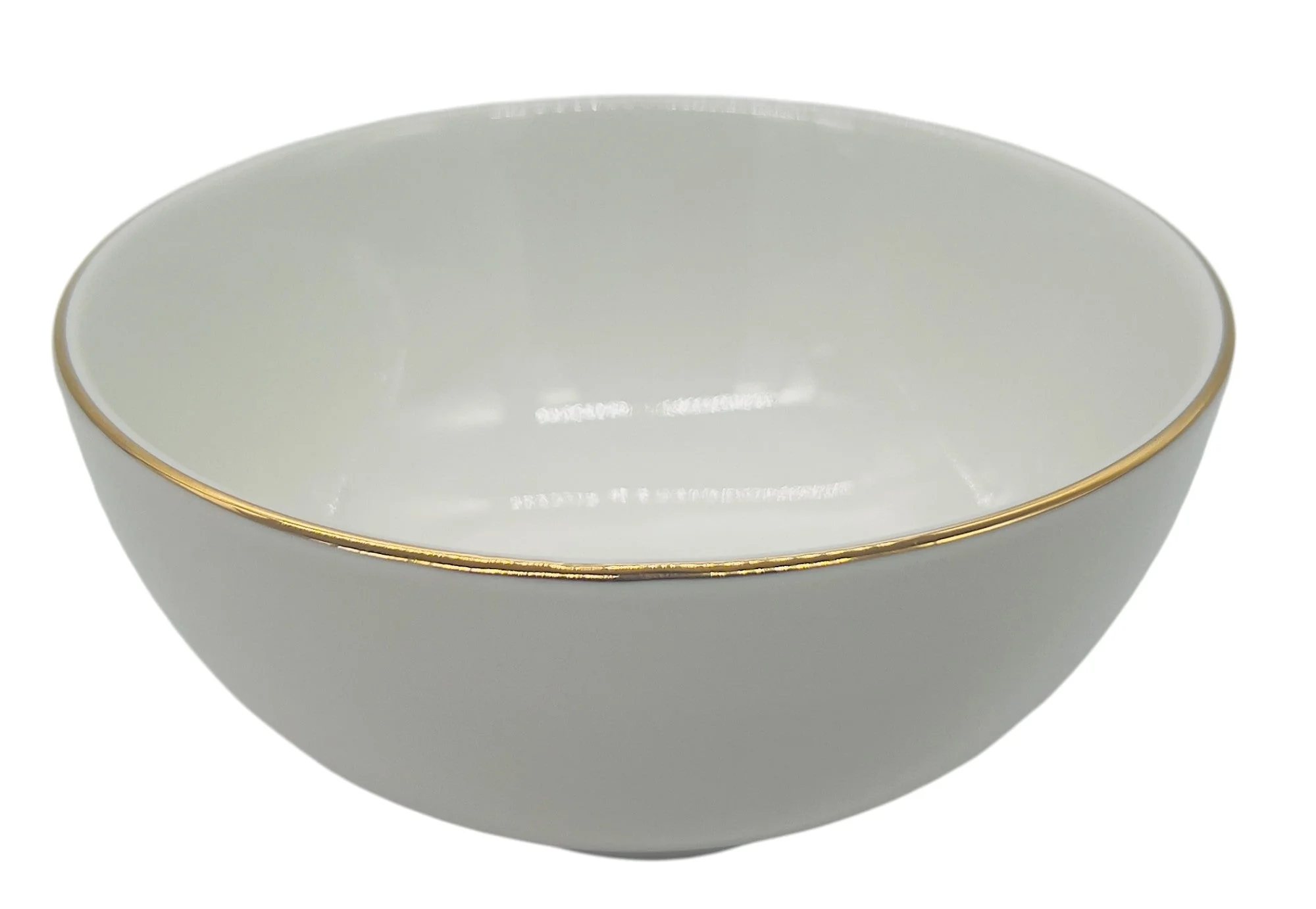 AKDC 6pc Porcelain  Rice Bowl 4.5", White and Gold Rim - Image 2