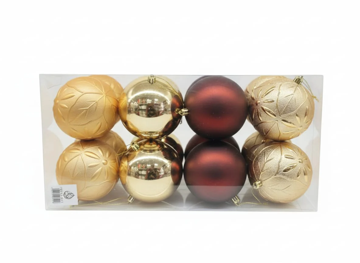 AKDC 8pcs Gold & Brown Christmas Bells Décor Set – 10cm Tree Ornaments for Elegant Festive Decoration - Image 2