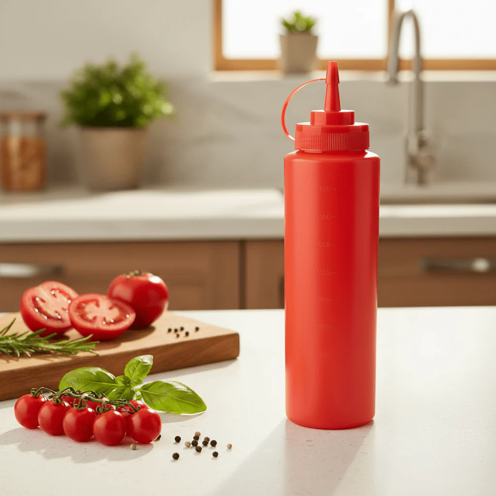 AKDC Plastic 900ml Squeeze Bottle – Easy Grip Liquid Dispenser-Red - Image 2