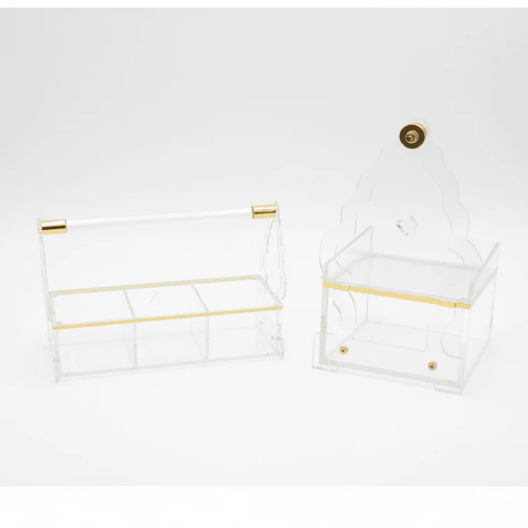 AKDC Acrylic 3 Section Candy Storage Box Transparent Organizer for Kitchen and Table Use 35 x 12 cm
