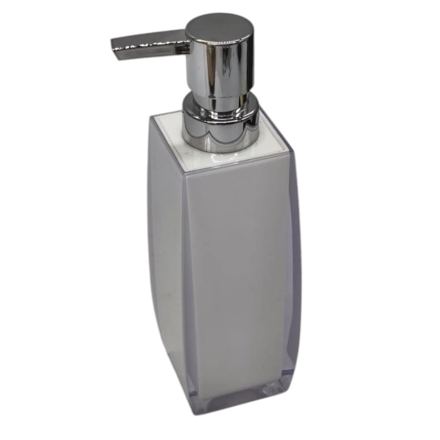 AKDC Acrylic Plastic Hand Soap Dispenser with Easy-to-Press Pump-350ML-White&Silver - Image 2