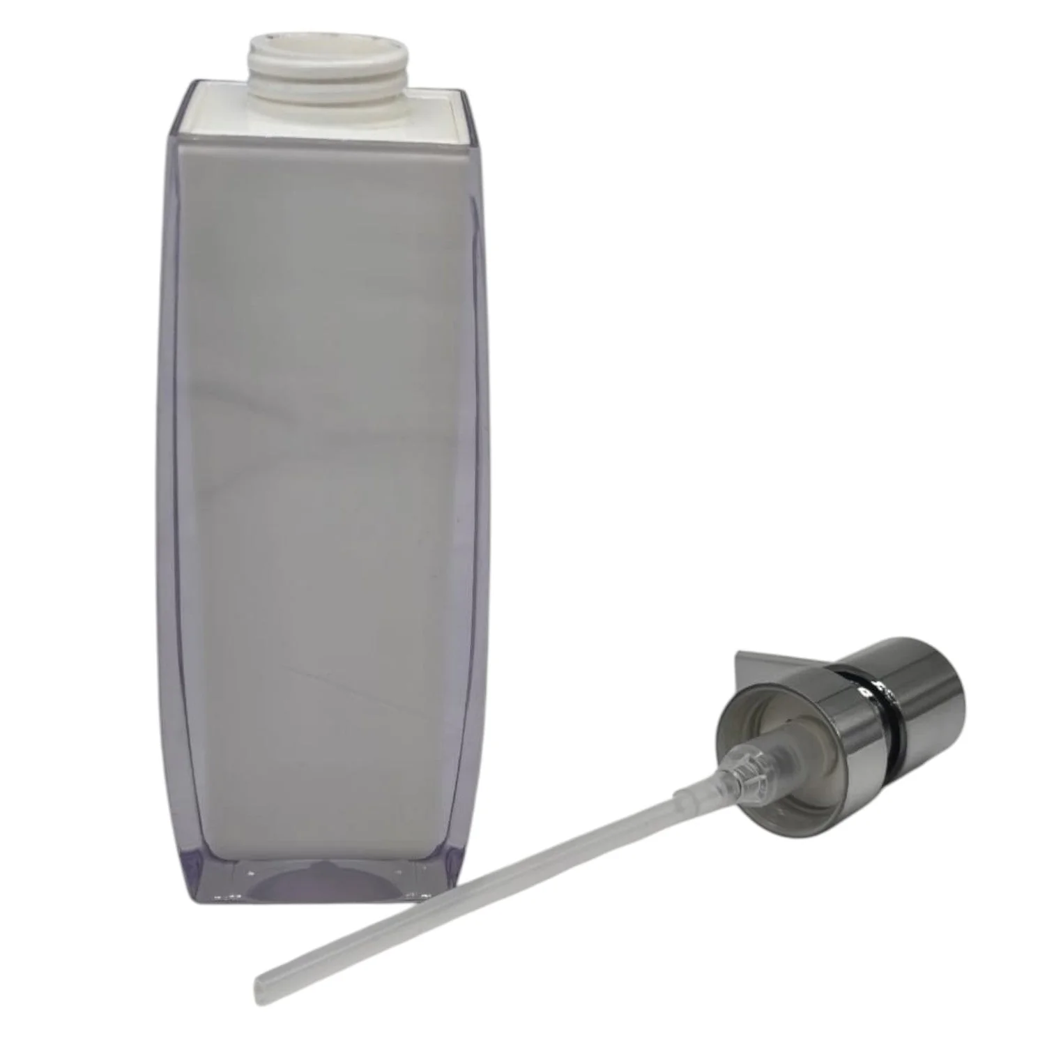 AKDC Acrylic Plastic Hand Soap Dispenser with Easy-to-Press Pump-350ML-White&Silver - Image 3