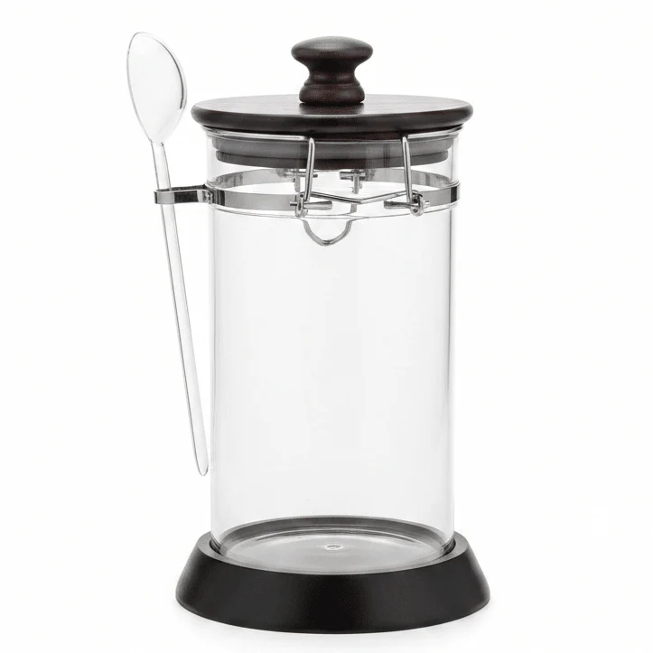 AKDC Acrylic Storage Canister with Elegant Spoon and Lid Stylish Food Storage and Serving Container 20 × 10 cm