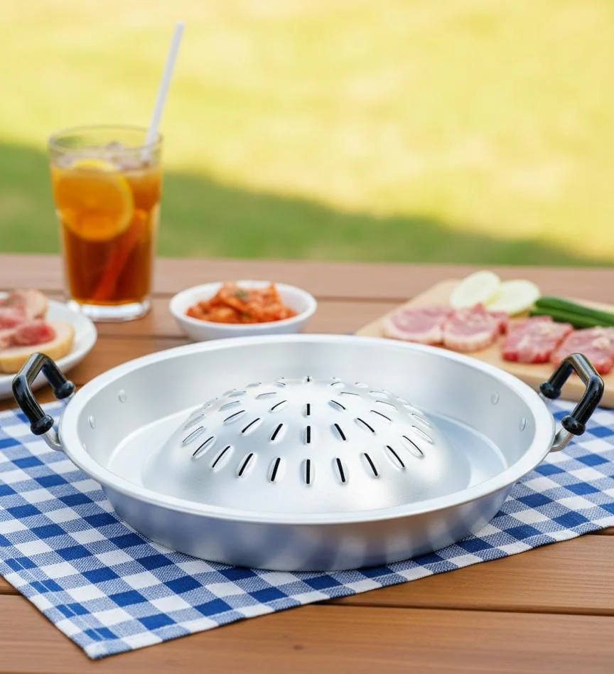 AKDC Aluminium Grill Pan 36 cm | Silver Color Non-Stick Pan for BBQ & Kitchen Use | Easy to Clean Heavy-Duty Grill Pan for Even Cooking
