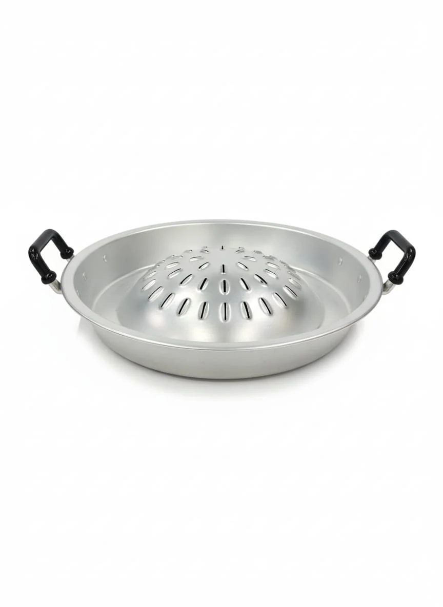 AKDC Aluminium Grill Pan 36 cm | Silver Color Non-Stick Pan for BBQ & Kitchen Use | Easy to Clean Heavy-Duty Grill Pan for Even Cooking - Image 2