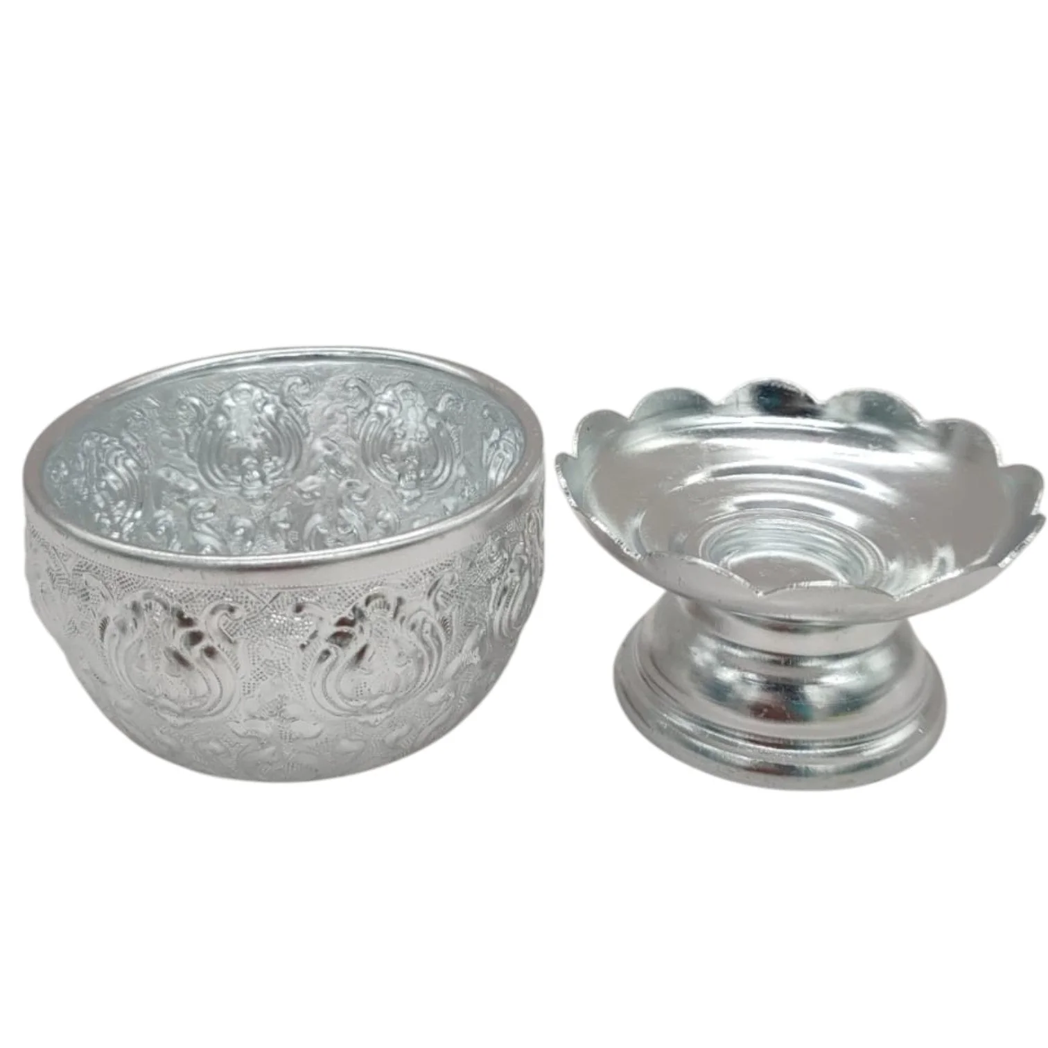 AKDC Aluminium Small Bowl With Stand 100ml-8cmX8cm-Silver - Image 3
