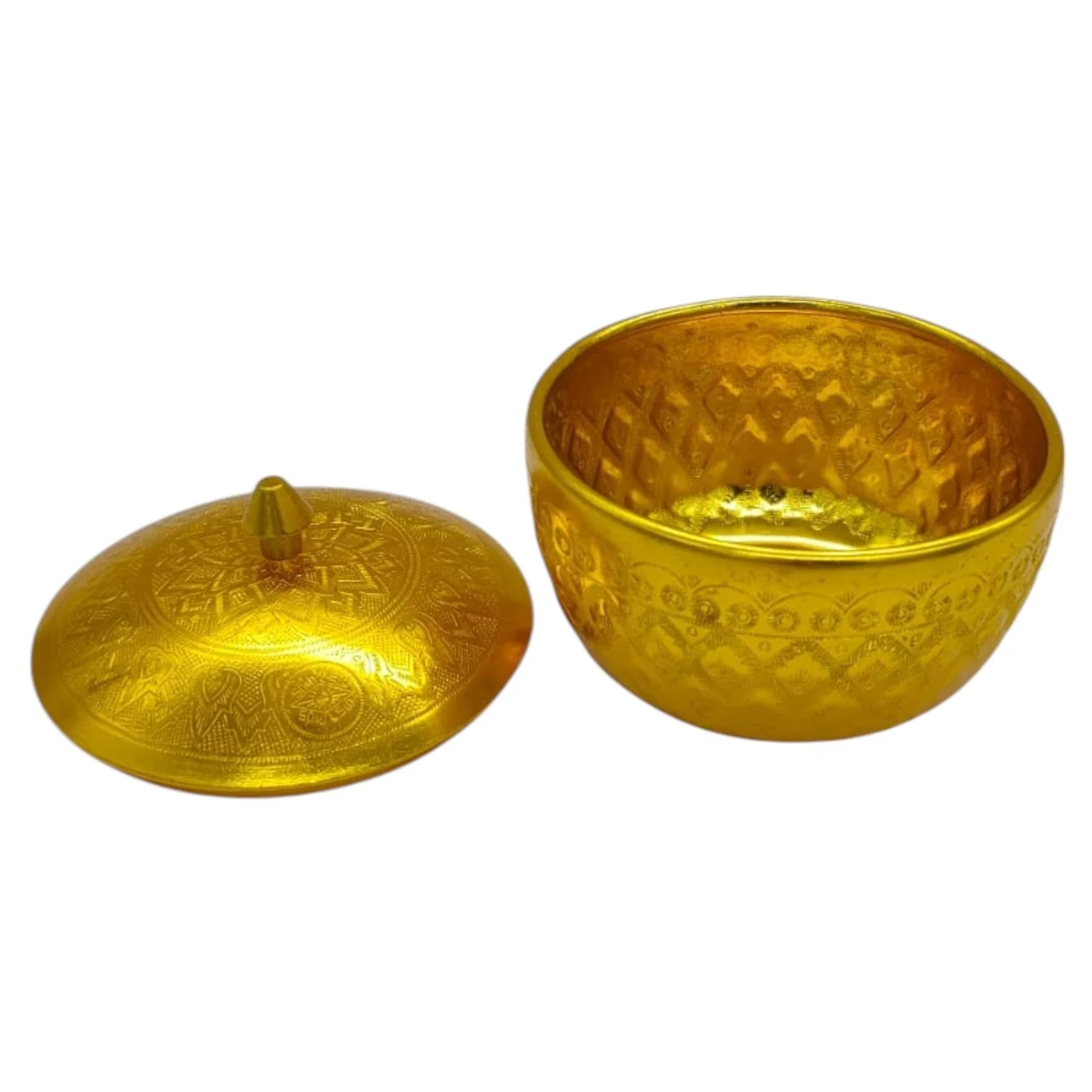 AKDC Aluminium Small Sugar Bowl With Cover 100ml-8cm-golden - Image 2