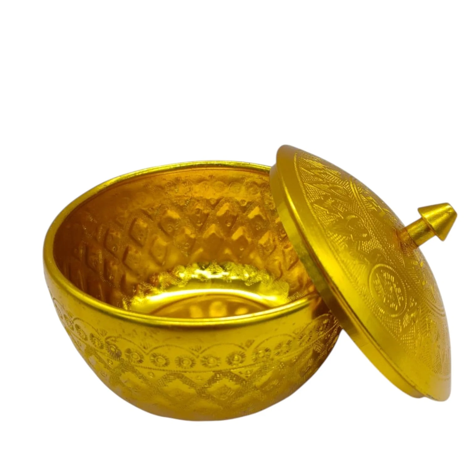 AKDC Aluminium Small Sugar Bowl With Cover 100ml-8cm-golden - Image 3