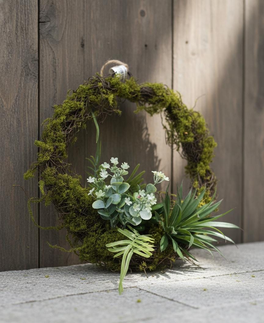 AKDC Artificial Hanging Wreath - Plastic Decor Piece with Intricate Design, Ideal for Door or Wall Hanging, 26x26 cm,"- Made from plastic with detailed foliage and accents for a festive, handmade wreath look. - Image 2