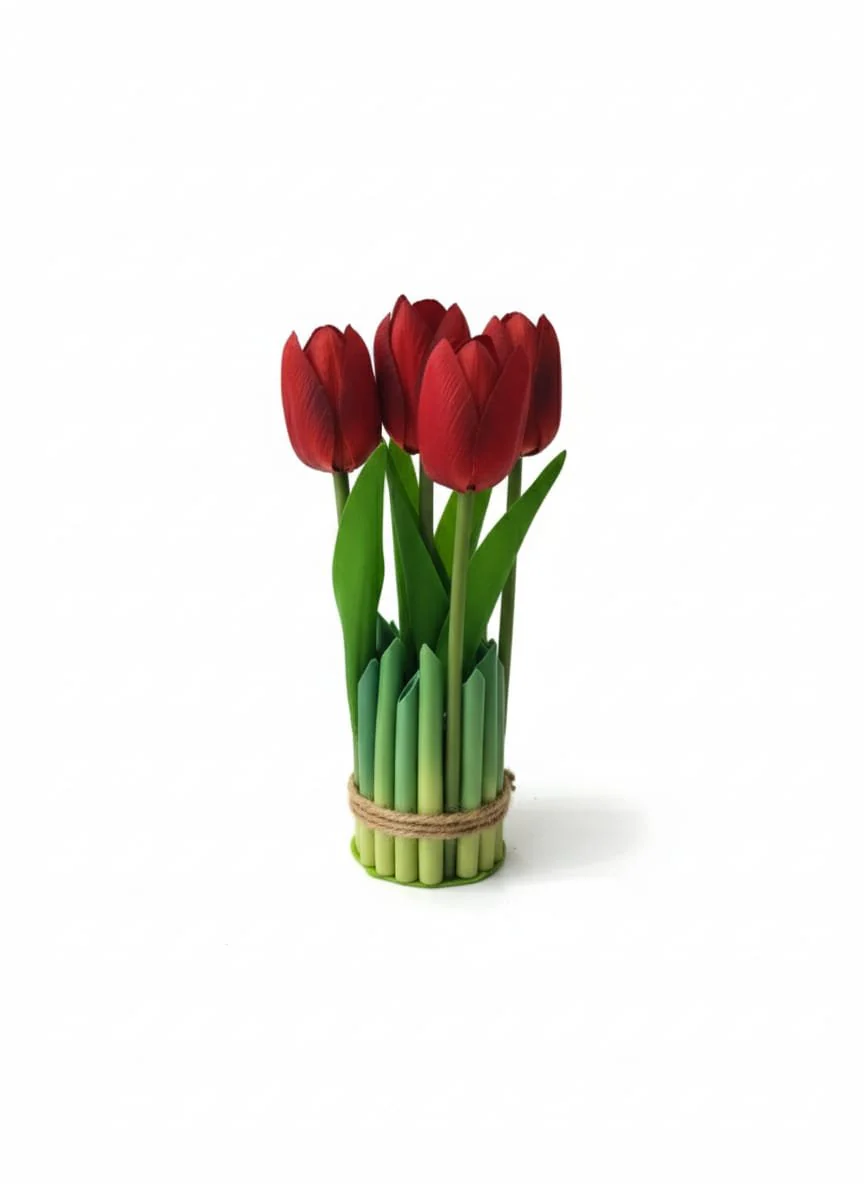 AKDC Artificial Red Tulip Flowers - Vibrant Plastic Blooms, Perfect for Spring-Like Decor Without the Hassle, 20 cm,"- Crafted from plastic to capture the bold, cup-shaped red petals of real tulips.