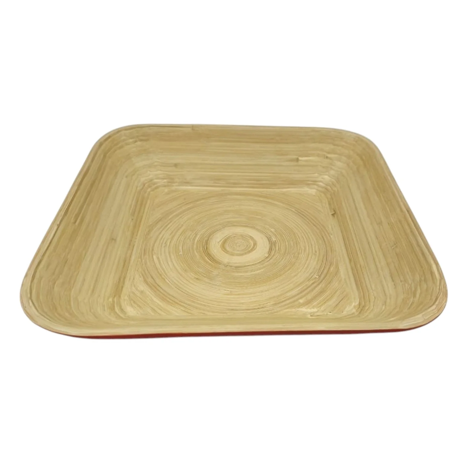 AKDC Bamboo Square Shape Serving Tray-30cmX30cmX6cm-Red&Bamboo - Image 2