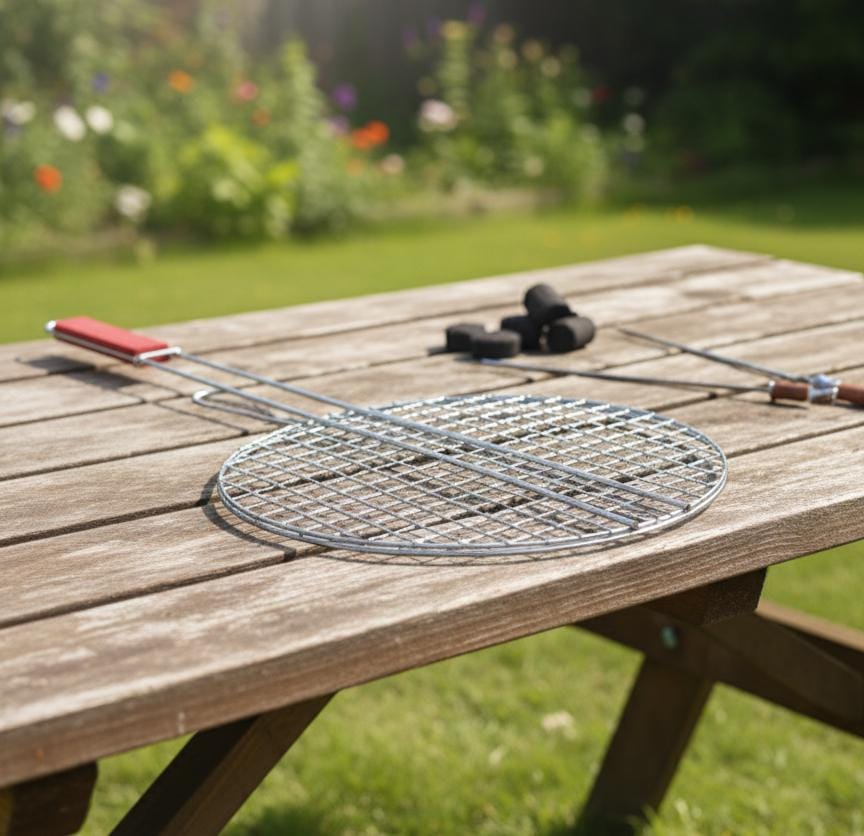 AKDC BBQ Round Grill 25 cm – Durable Stainless Steel Cooking Grid for Charcoal & Gas Barbecue