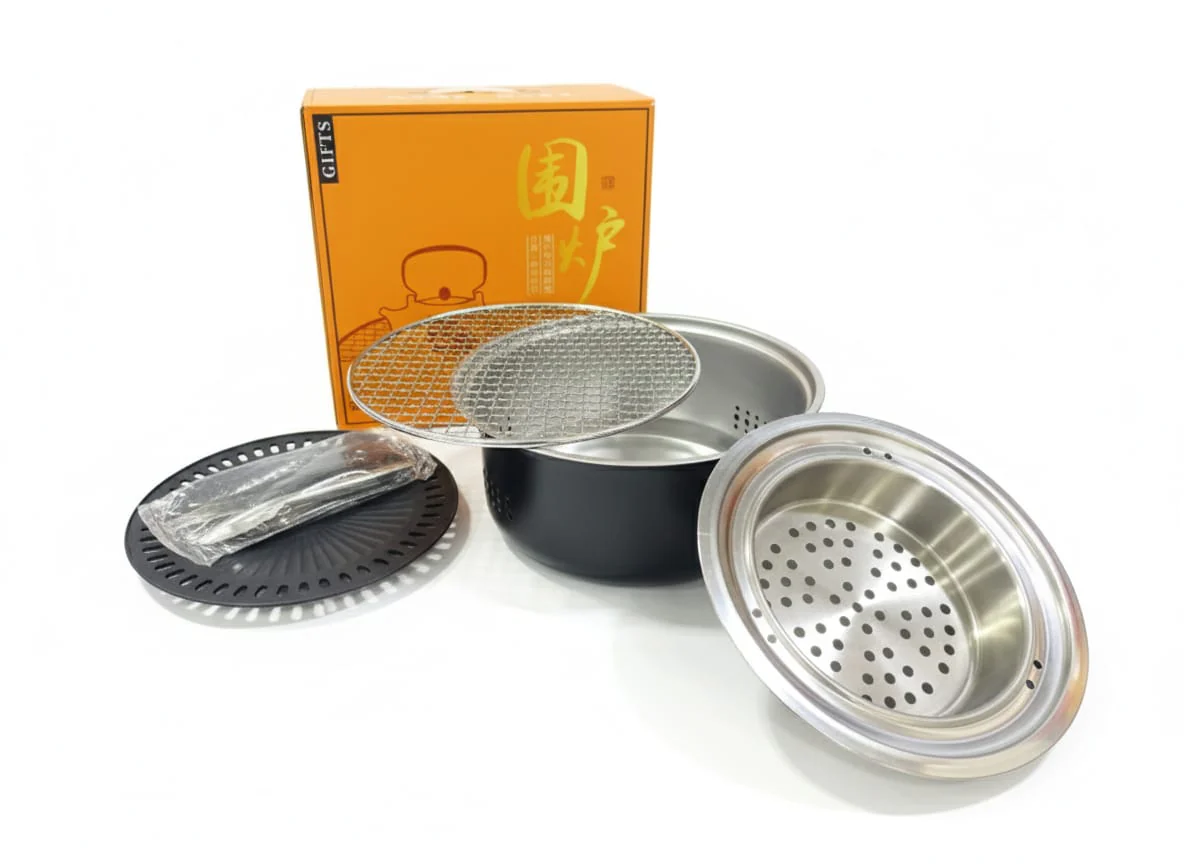 AKDC BBQ Steamer Set 28×12 cm | Durable Black Outdoor Cooking Set | Perfect for Steaming, Grilling & Outdoor Barbecue Use - Image 3