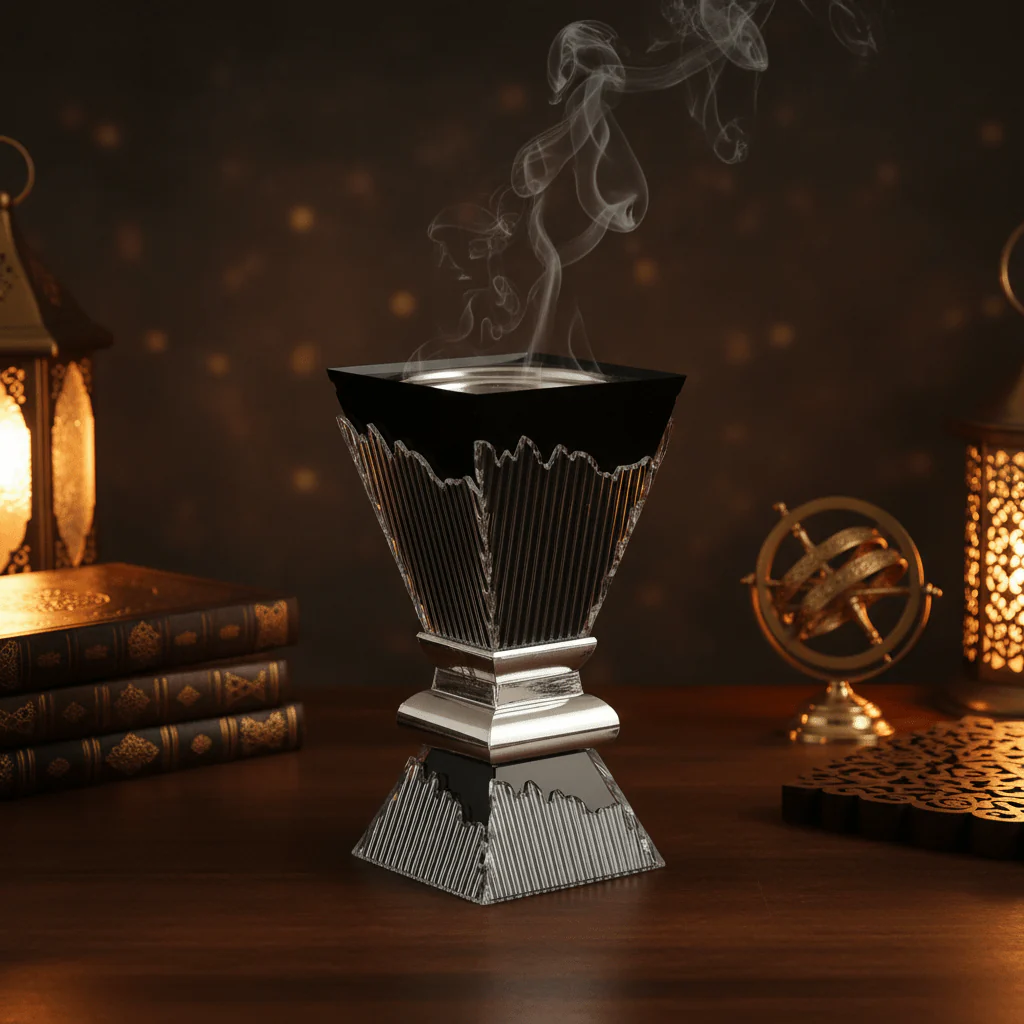 AKDC Black Acrylic and Metal Incense Burner Modern Stylish Burner 20cm - Image 2