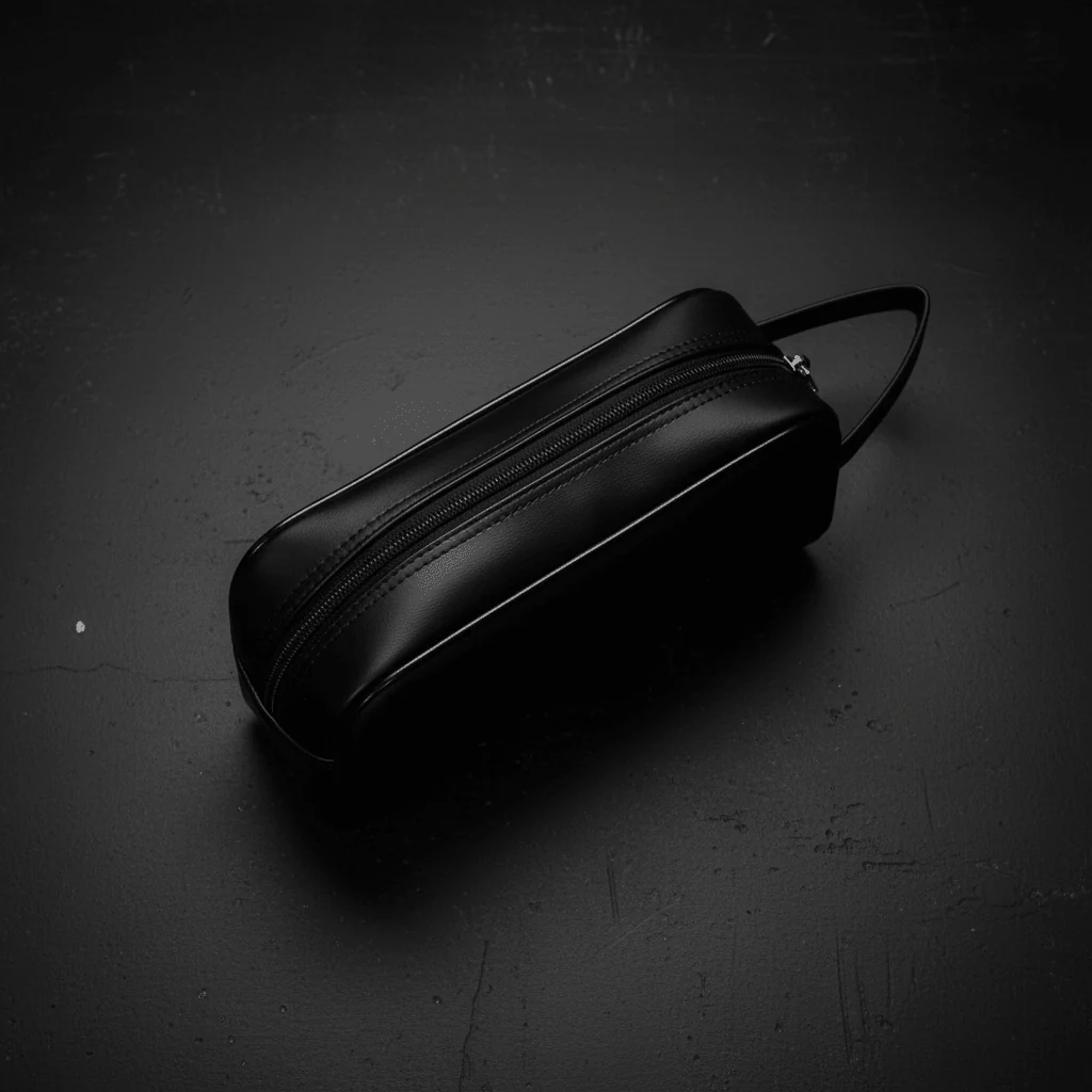 AKDC Black Artificial Leather Handbag Pouch 23×9 cm Sleek Slim Design for Everyday Carry and Travel Use - Image 3
