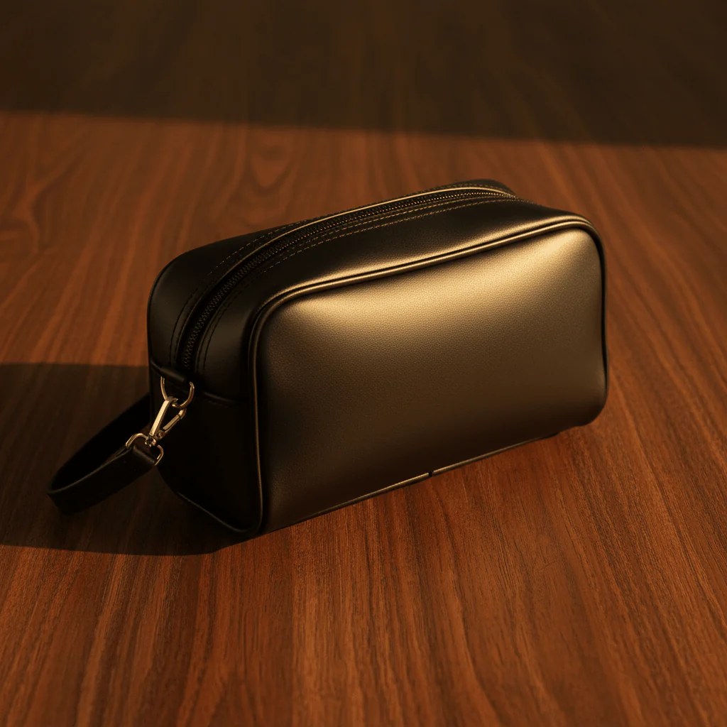 AKDC Black Artificial Leather Handbag Pouch 23×9 cm Sleek Slim Design for Everyday Carry and Travel Use - Image 4