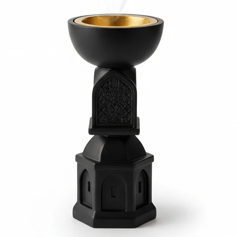 AKDC Black Ceramic Decorative Incense Burner – Bold and Stylish Home Decor for Living Room or Bedroom – 22 cm