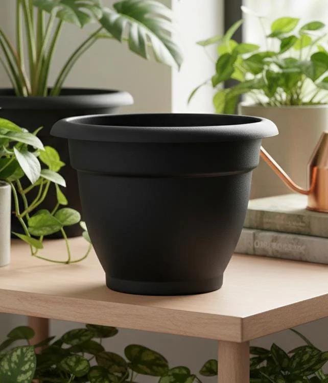 AKDC Black Large Plastic Plant Pot – Tall Premium Garden Planter – 23×27 cm - Image 2