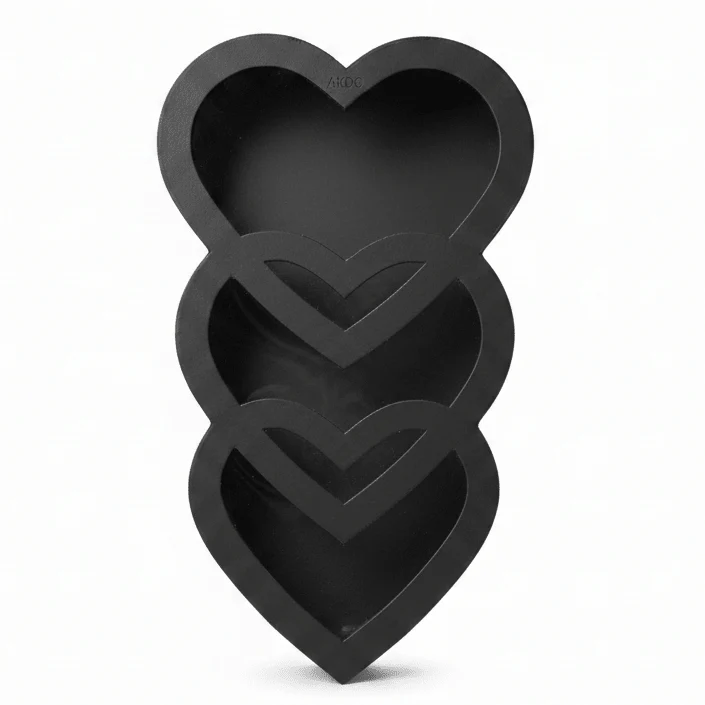 AKDC Black Triple Heart Cardboard Gift Box with Transparent Lid for Premium Gift Hampers, Romantic Occasions & Luxury Packaging – 45×20×10 cm
