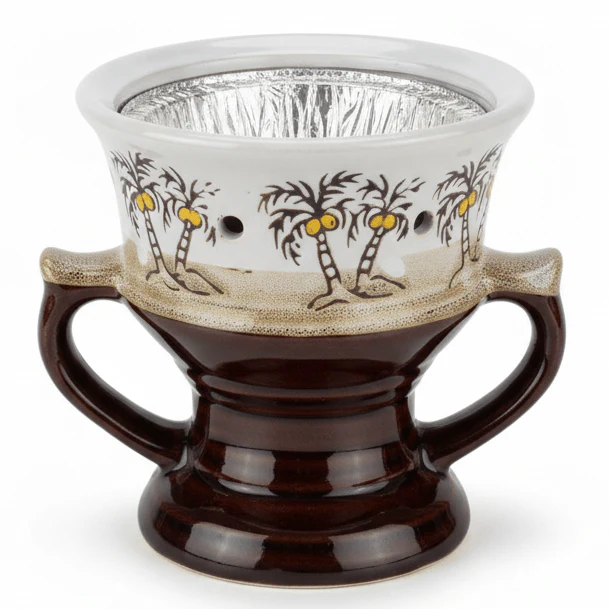 AKDC Brown and White Ceramic Incense Burner Medium Decorative Burner 12cm