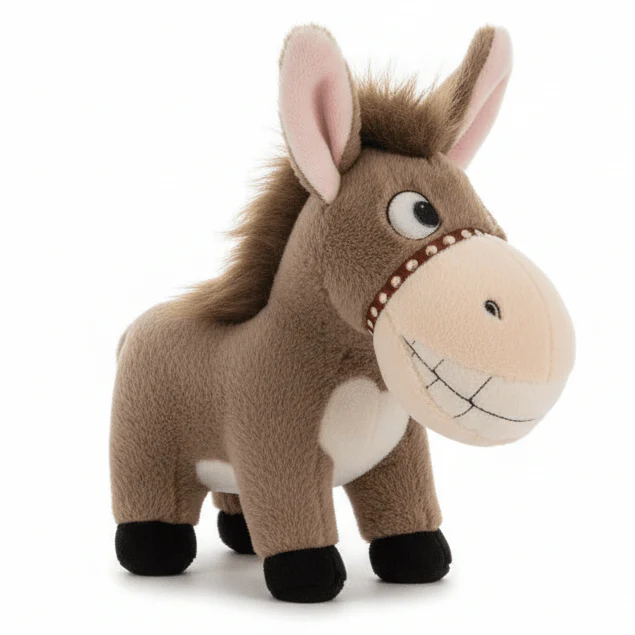 AKDC Brown Donkey Plush Toy 25cm Soft Stuffed Farm Animal Toy Gift for Kids
