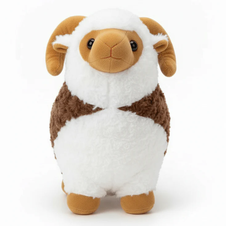 AKDC Brown & White Sheep Plush Toy 25cm Soft Stuffed Farm Animal Toy Gift for Kids