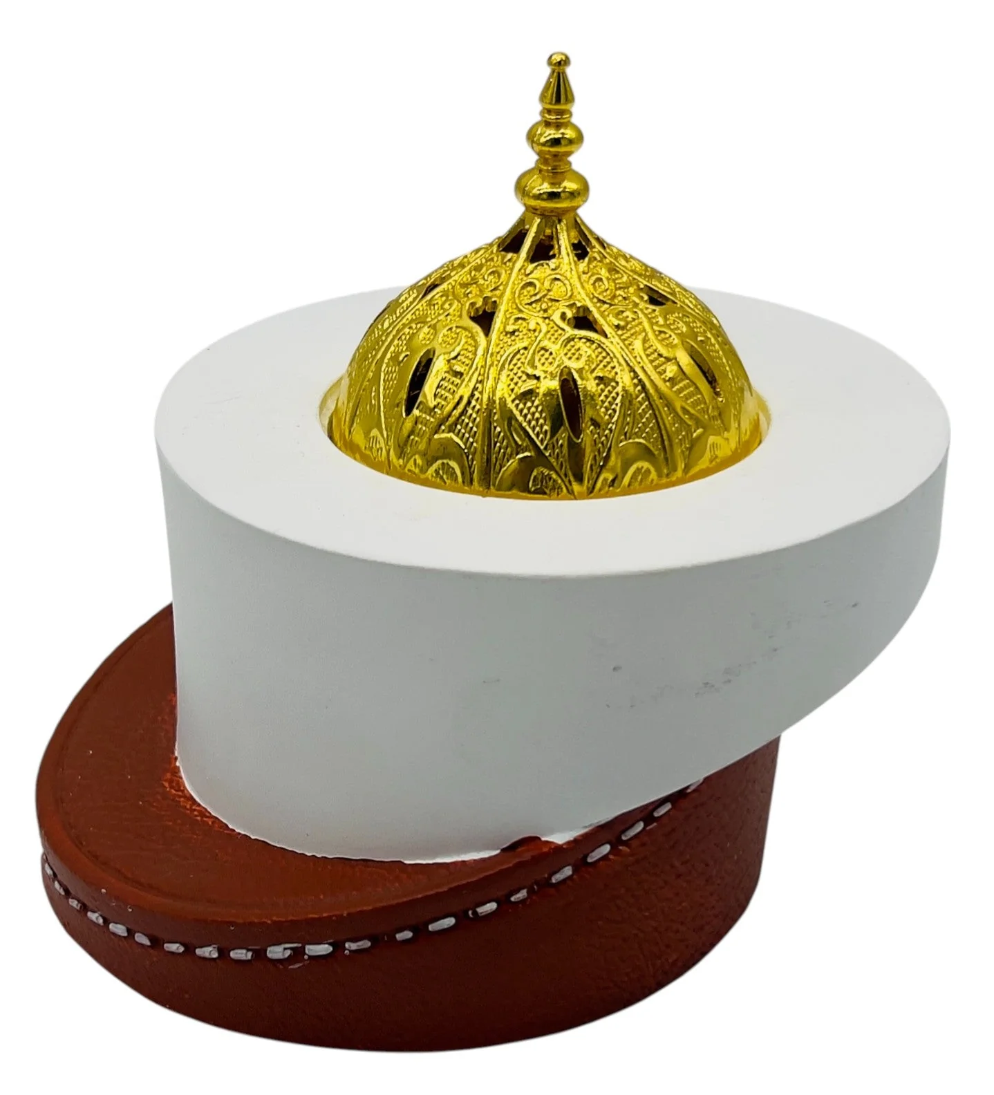 AKDC Cap Shaped Incense Burner 11cm*13cm*11.5cm, Gypsum Material, White/Dark Brown - Image 3