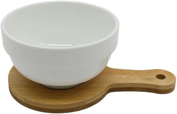 AKDC Ceramic Bowl W/Metalen Base 39.5 X 27.6 X 26.3 Cm White/Brown