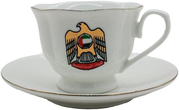 AKDC Ceramic Cup and Saucer 12pcs Set Tea UAE Logo 6xCups (70ML) With 6xSaucers - Image 3