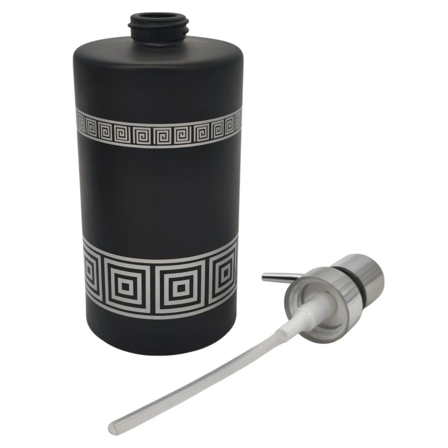AKDC Ceramic Liquid Soap Dispenser Bathroom & Kitchen Dish Soap Dispenser with Easy-to-Press Pump -450ML-Black&Silver - Image 2
