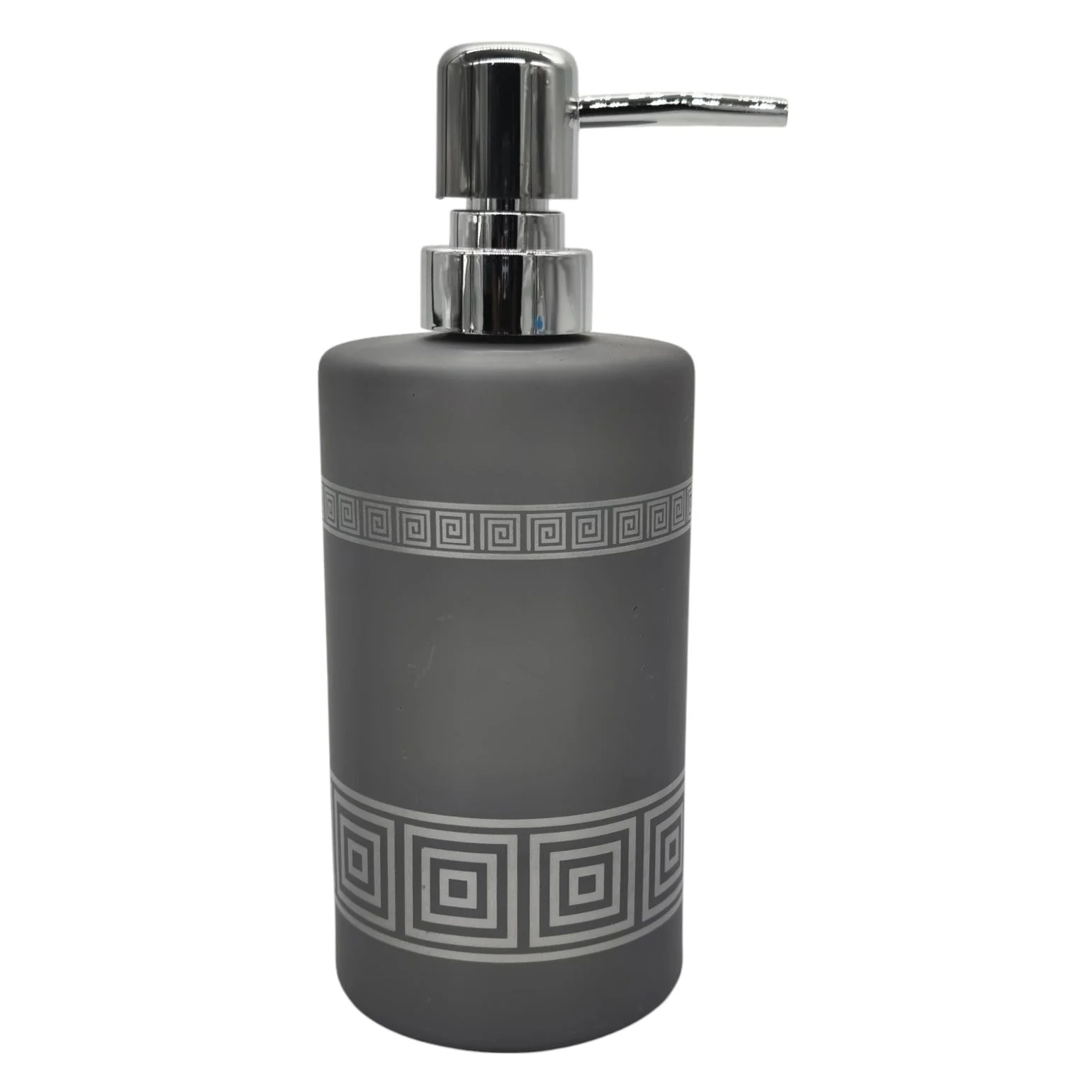 AKDC Ceramic Liquid Soap Dispenser Bathroom & Kitchen Dish Soap Dispenser with Easy-to-Press Pump -450ML-Gray&Silver
