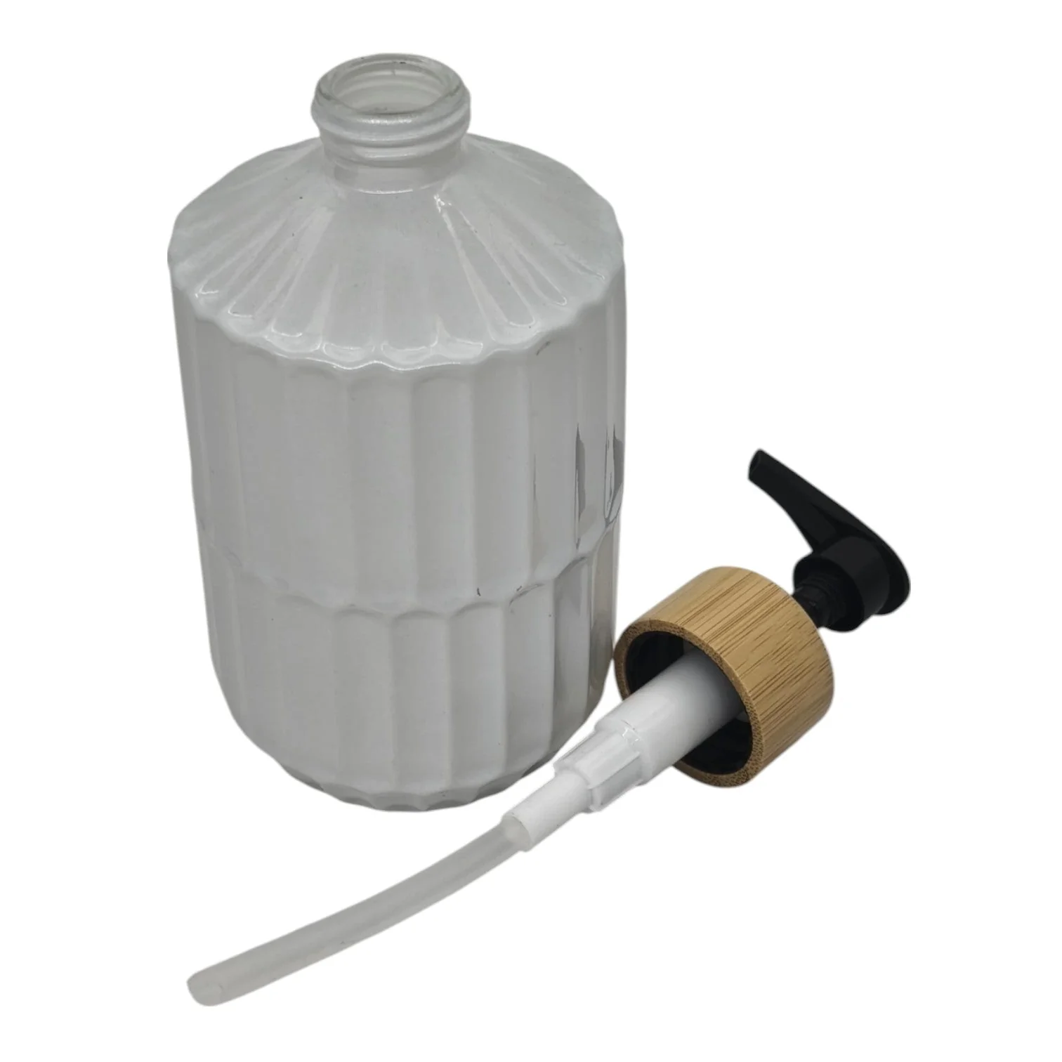 AKDC Ceramic Liquid Soap Dispenser With Wooden Lid for Bathroom & Kitchen Sink, Dish Soap Dispenser With Easy-to-Press Pump -400ML-White&Black - Image 3