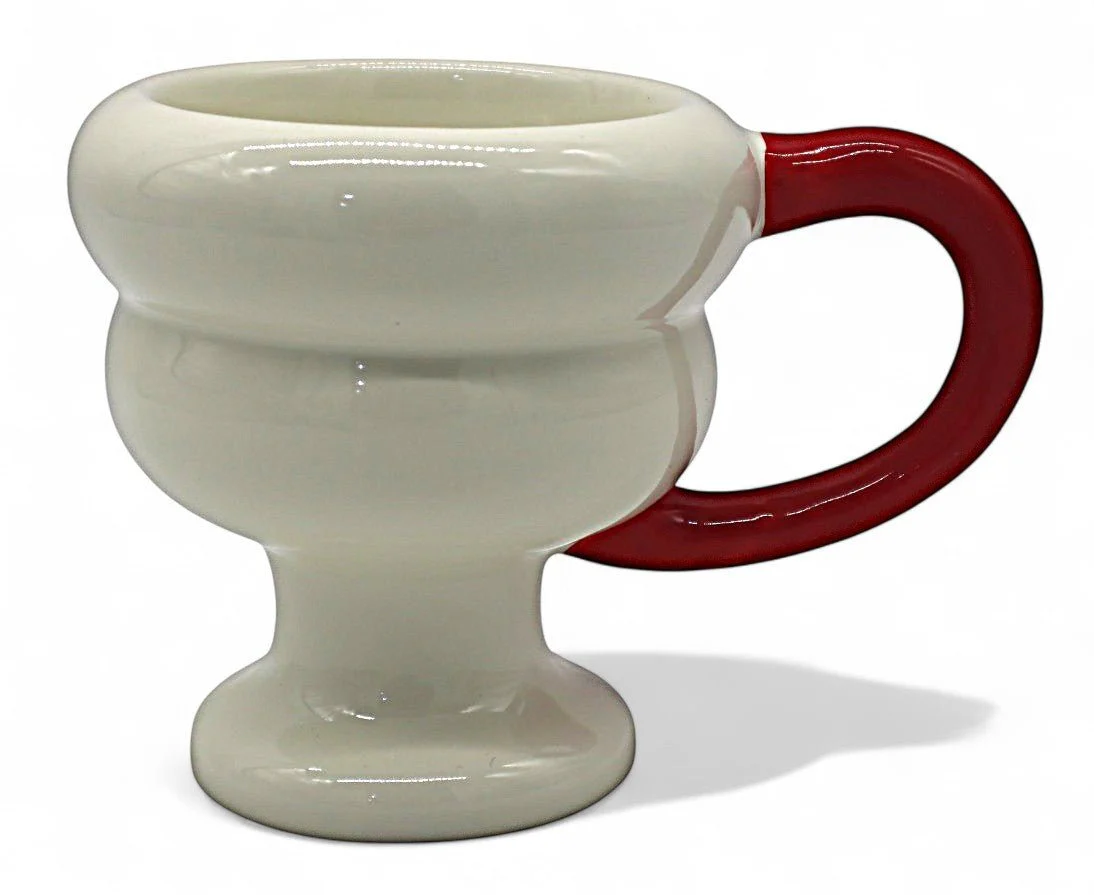 AKDC Ceramic Mug in White with Red Accent – 200ml Bold & Vibrant Style