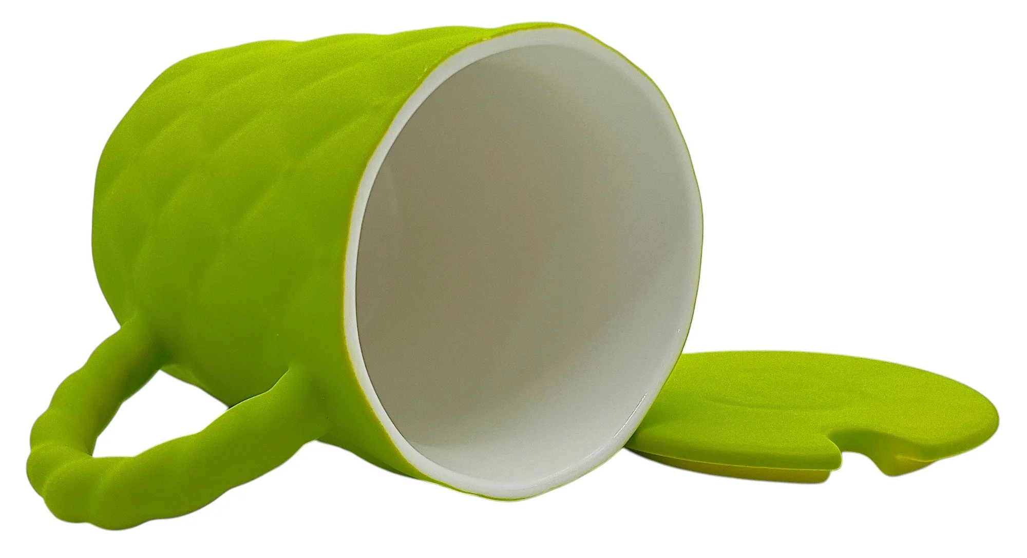 AKDC Ceramic Mug with Lid – Neon Green Coffee Mug, 400ml - Image 2