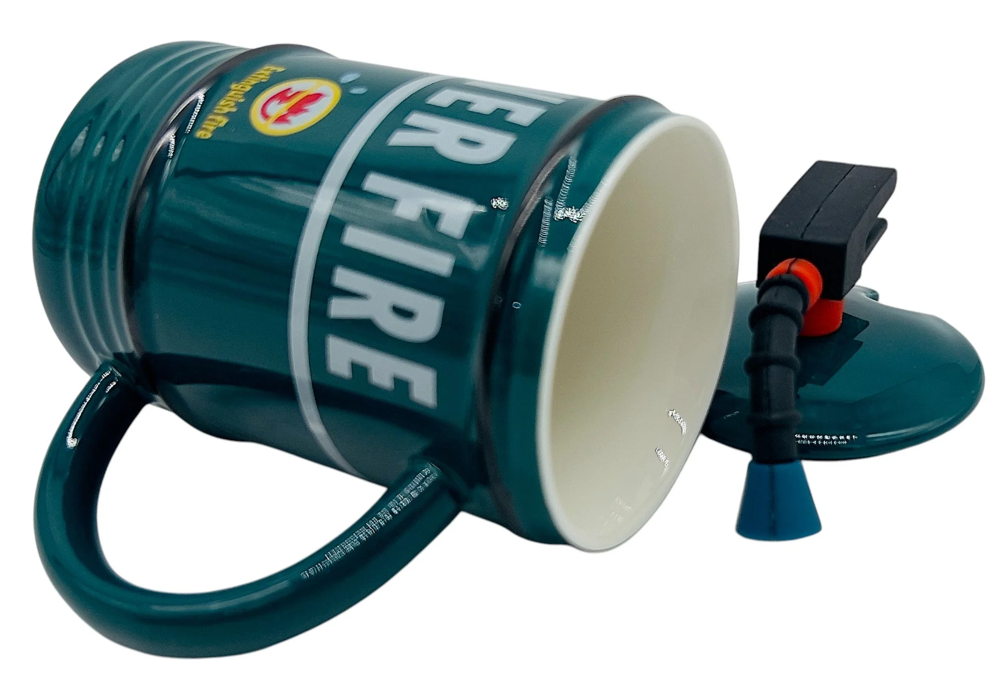 AKDC Ceramic Mug with Lid – Dark Green Stylish Extinguisher Shaped Coffee Mug, 350ml - Image 3