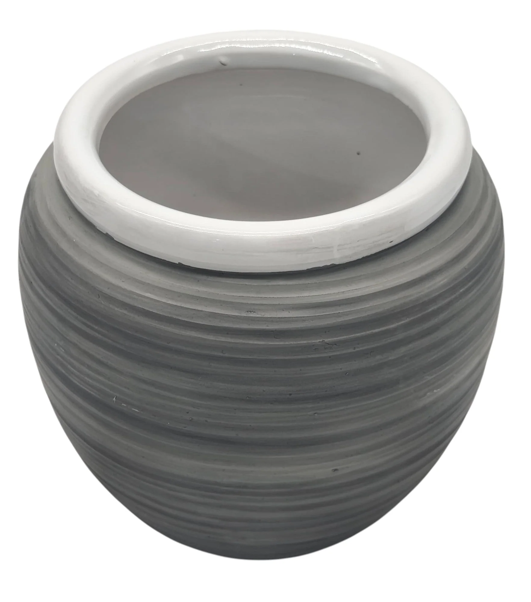AKDC Ceramic With Clay Coating Planter Pot 12.5cm*14cm, White/Grey Ripple Textured - Image 2