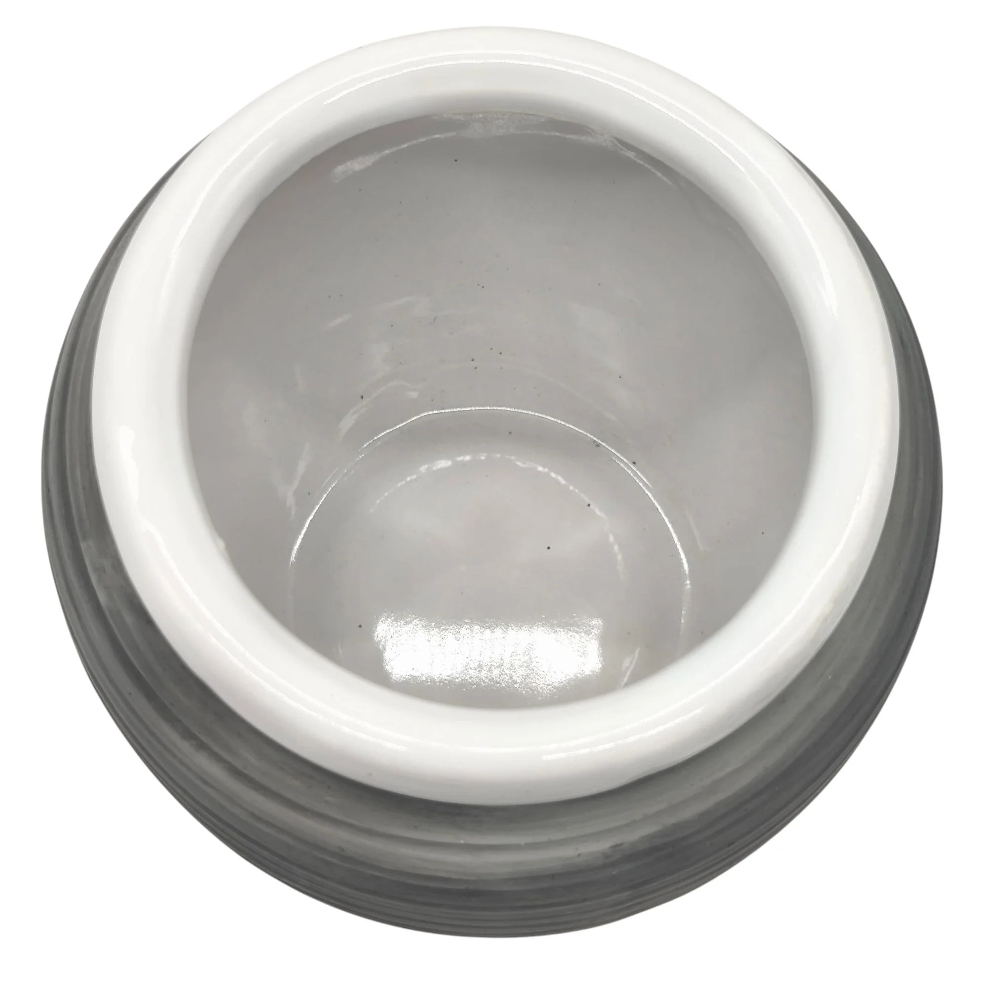 AKDC Ceramic With Clay Coating Planter Pot 12.5cm*14cm, White/Grey Ripple Textured - Image 3