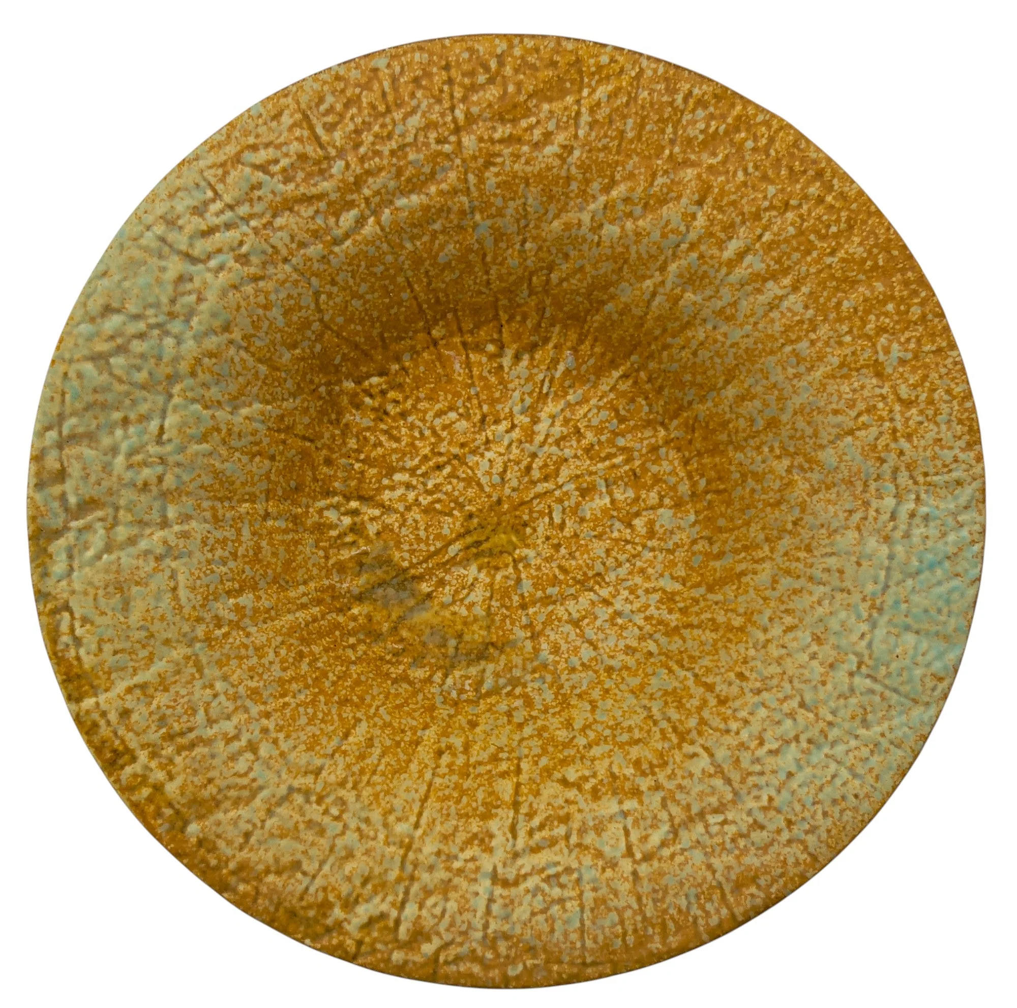 AKDC Ceramic Round Deep Plate 26.2cm*5cm, Brown/Turquoise Ripple Edge Design
