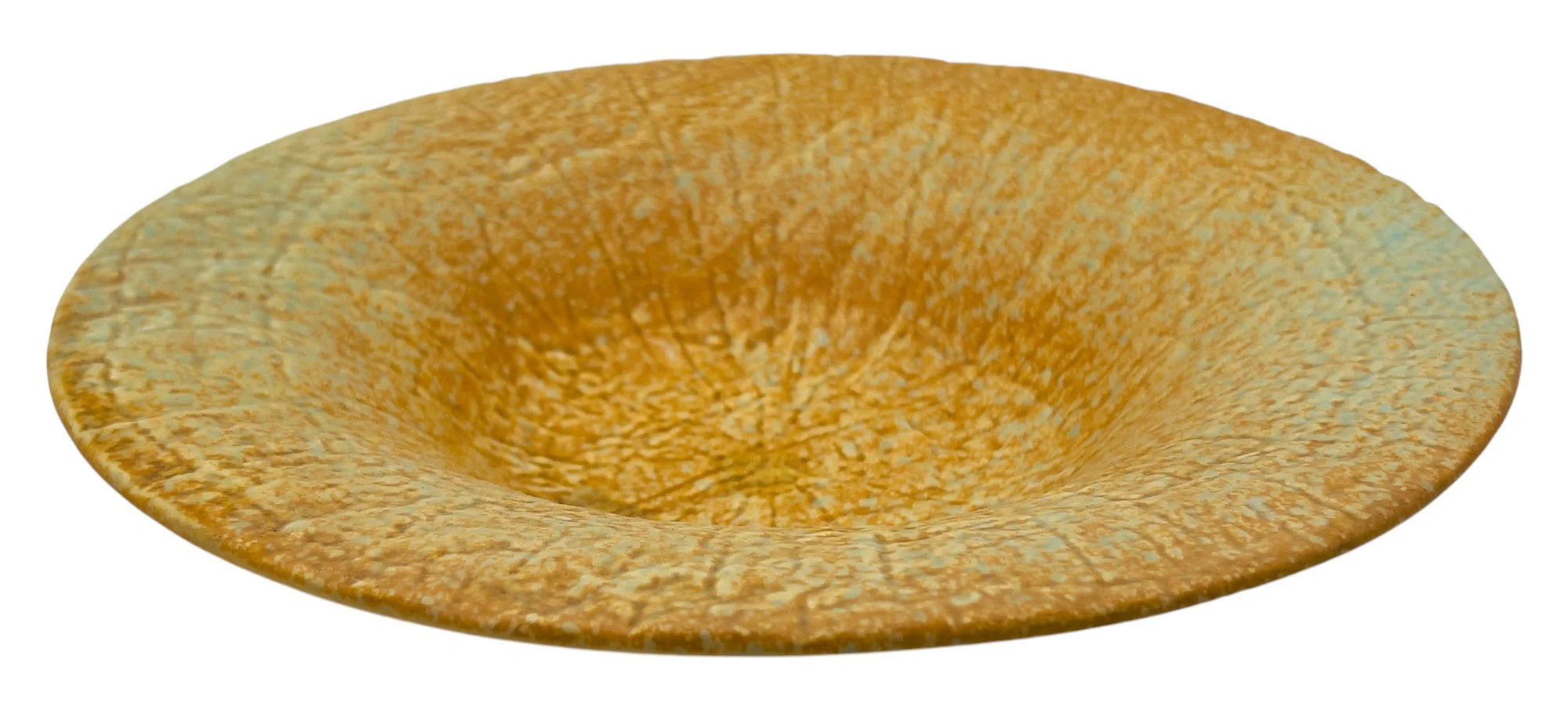 AKDC Ceramic Round Deep Plate 26.2cm*5cm, Brown/Turquoise Ripple Edge Design - Image 2