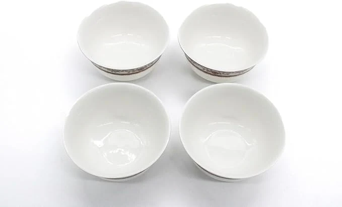 AKDC Ceramic Soup Bowl set of 4 White/Golden - Image 2