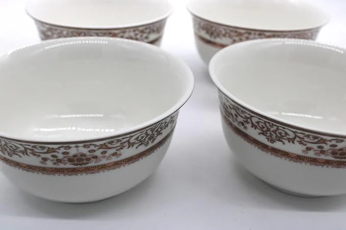 AKDC Ceramic Soup Bowl set of 4 White/Golden - Image 3