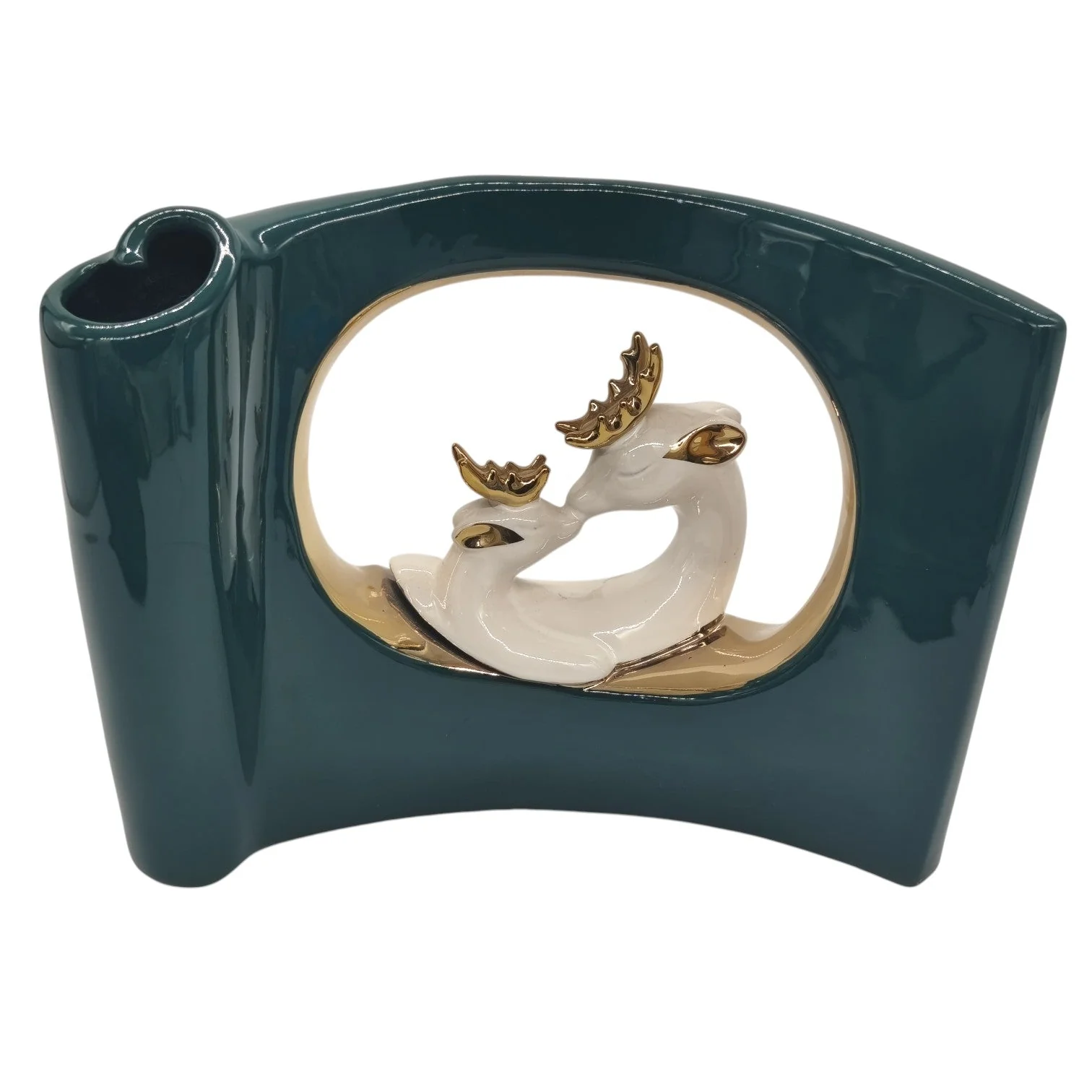 AKDC Ceramic Vase for Entryway Living Room Bedroom Dining Table Centerpiece Office Home Décor-28cmX20cm-Green&Gold