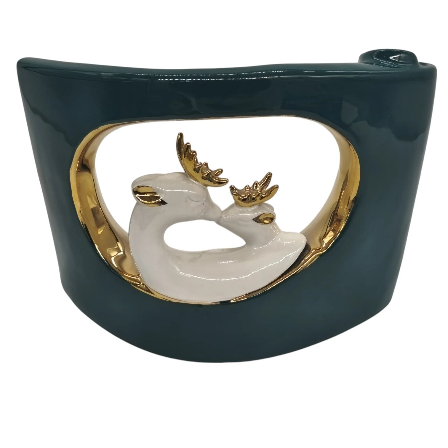 AKDC Ceramic Vase for Entryway Living Room Bedroom Dining Table Centerpiece Office Home Décor-28cmX20cm-Green&Gold - Image 3