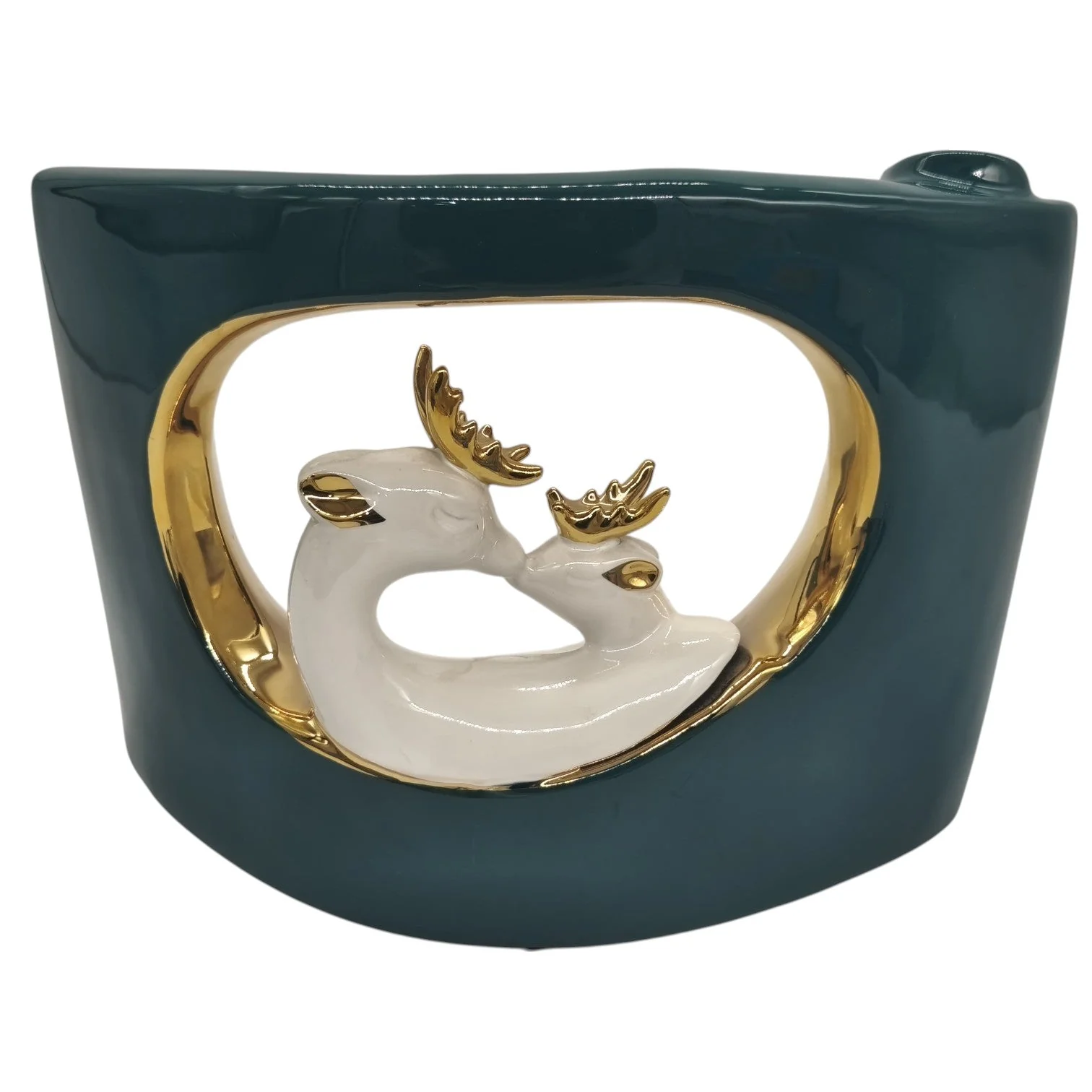 AKDC Ceramic Vase for Entryway Living Room Bedroom Dining Table Centerpiece Office Home Décor-28cmX20cm-Green&Gold - Image 4