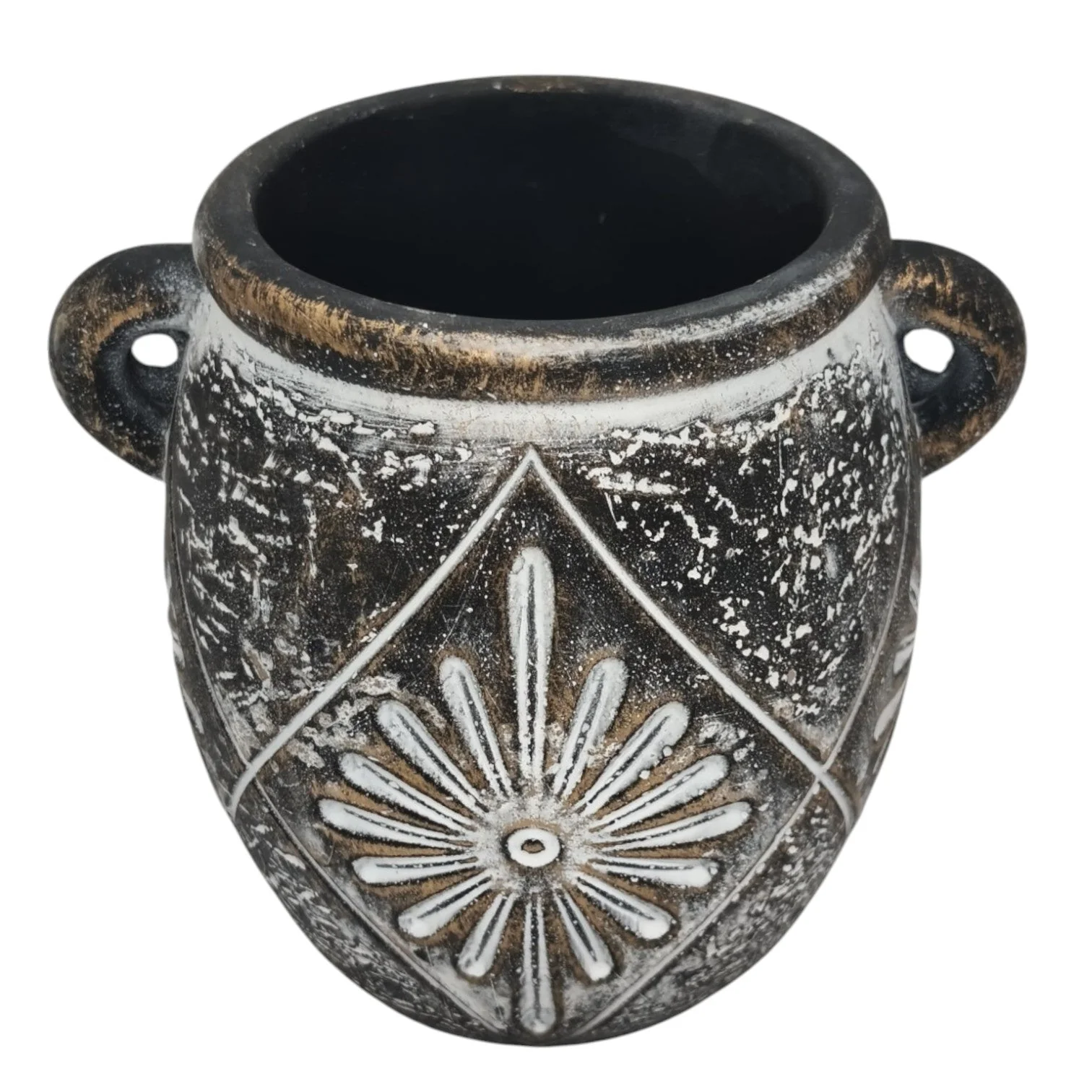 AKDC Ceramic Vase Home Décor Accents Table With Handle-11cmX9cm-Black - Image 2